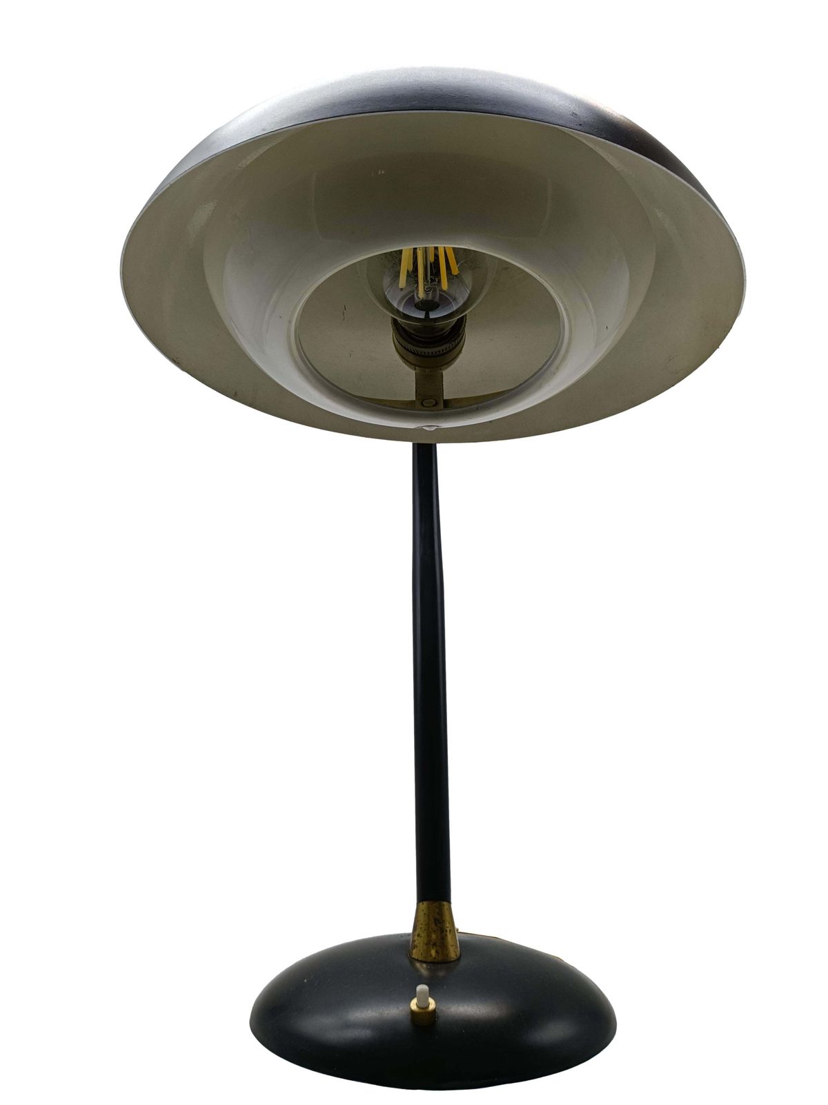 Oscar Torlasco Style Black Metal Table Lamp With Brass Details photo furniture