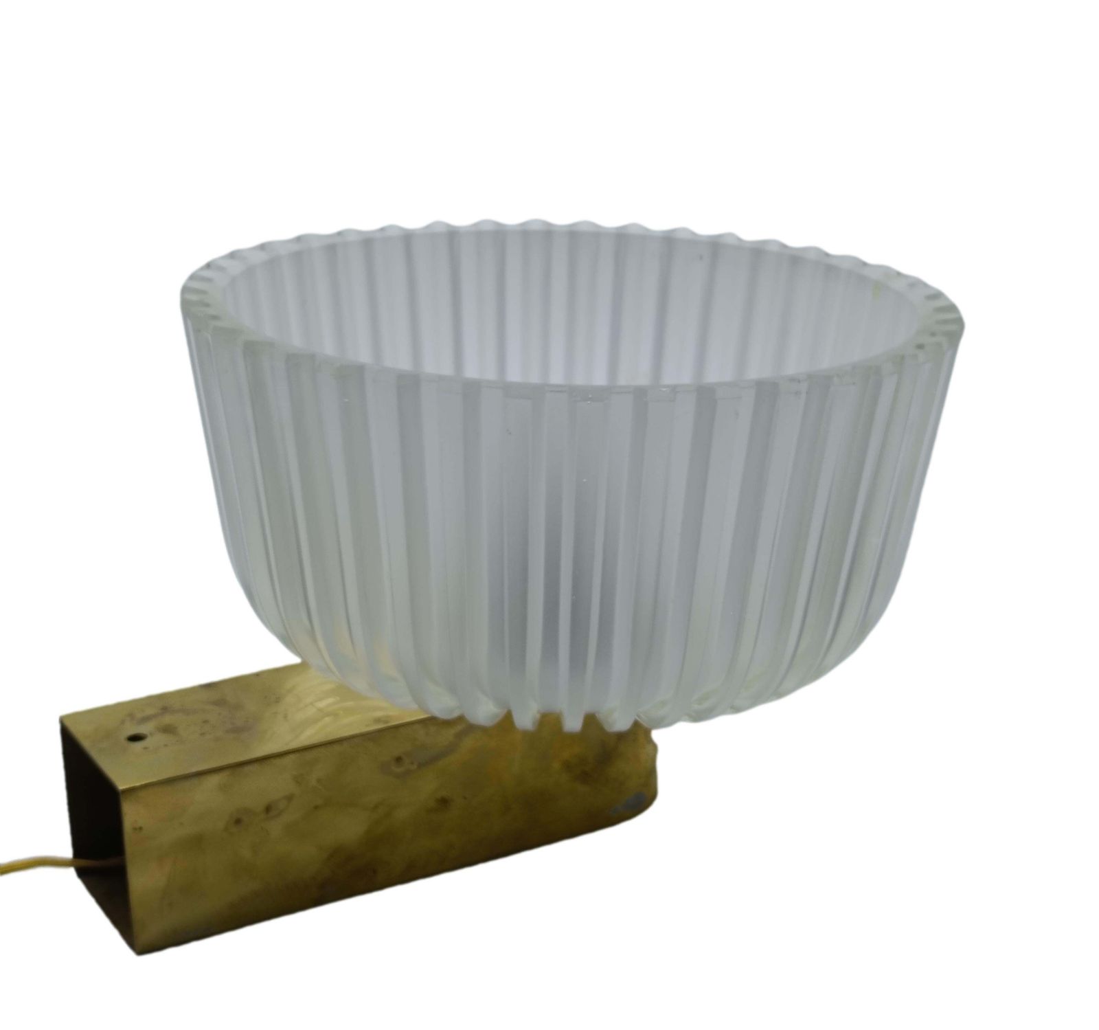 Archimedes Seguso For Seguso Pair Of Brass And Glass Wall Lamps photo for sale