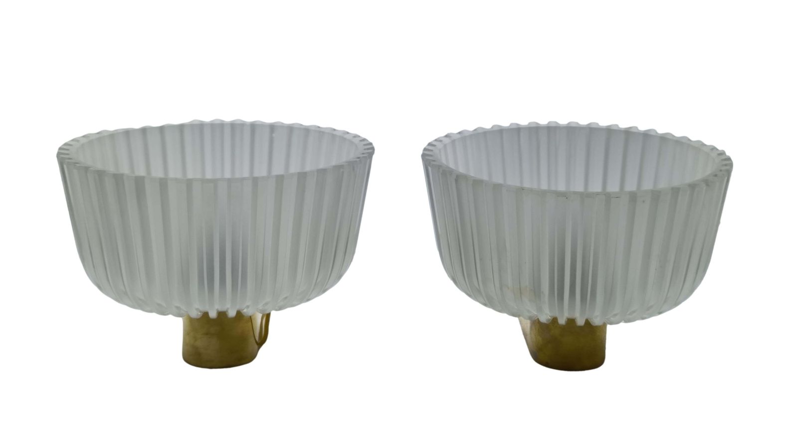 Archimedes Seguso For Seguso Pair Of Brass And Glass Wall Lamps photo Lighting