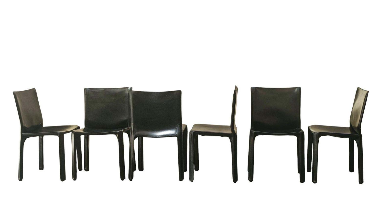 Mario Bellini For Cassina Set Of 6 Chairs "Cab T4" In Black Leather, Italy 1970s photo 6342.0