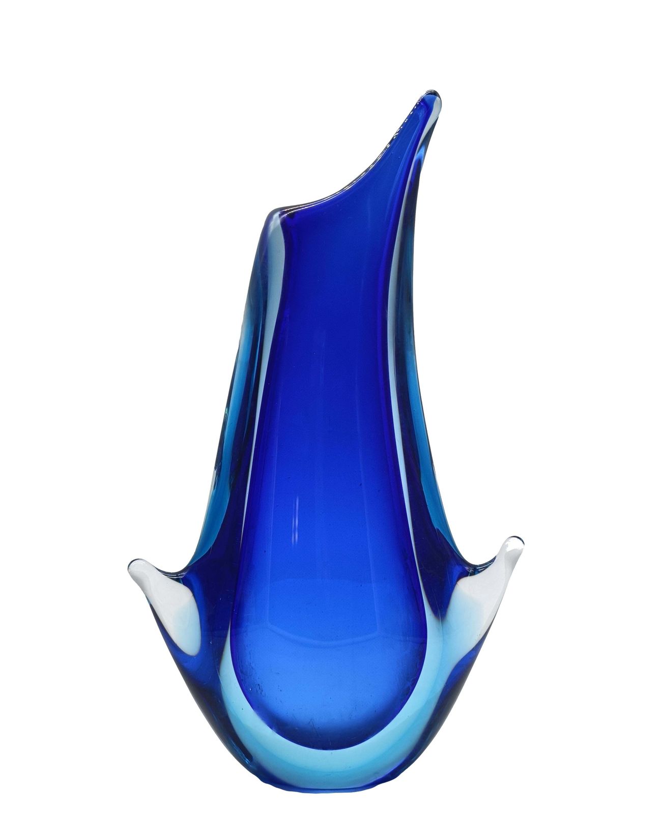 Flavio Poli For Seguso Submerged Cobalt Blue Murano Glass Vase, Italy 1960s photo furniture