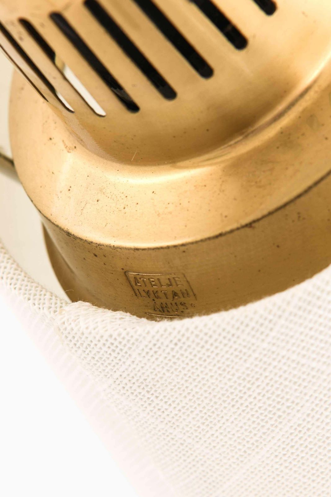 Hans Bergström Brass, Leather Floor Lamp By Ateljé Lyktan, 1940s photo Lighting