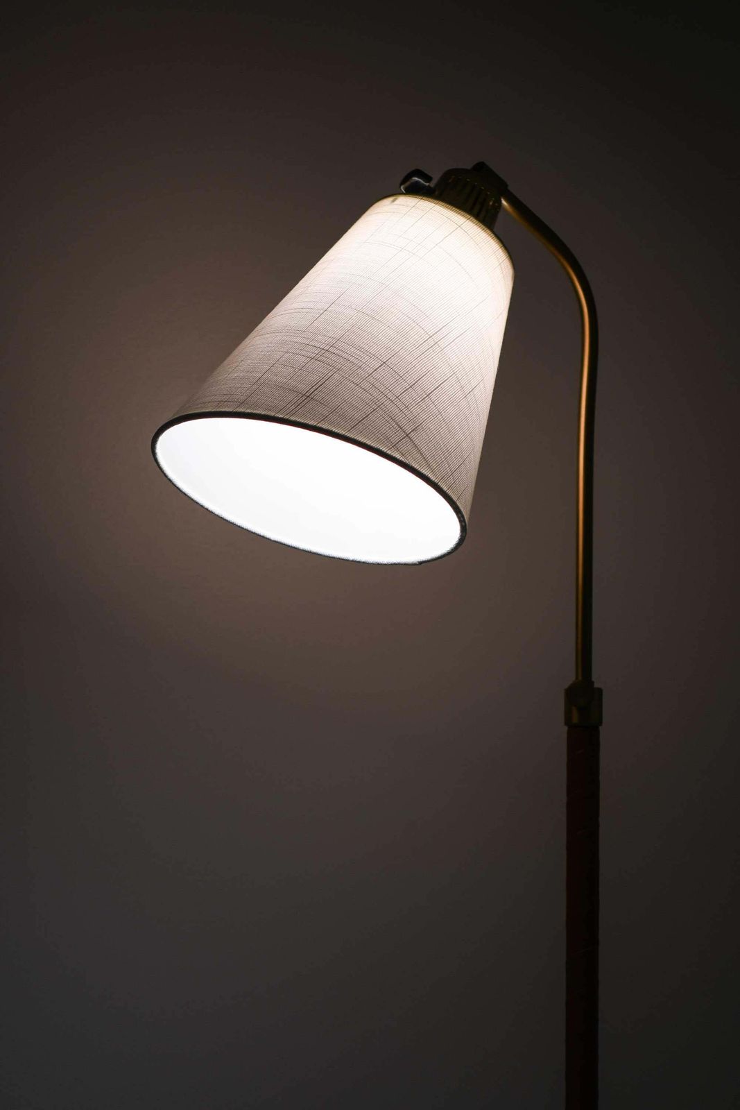 Hans Bergström Brass, Leather Floor Lamp By Ateljé Lyktan, 1940s photo buy