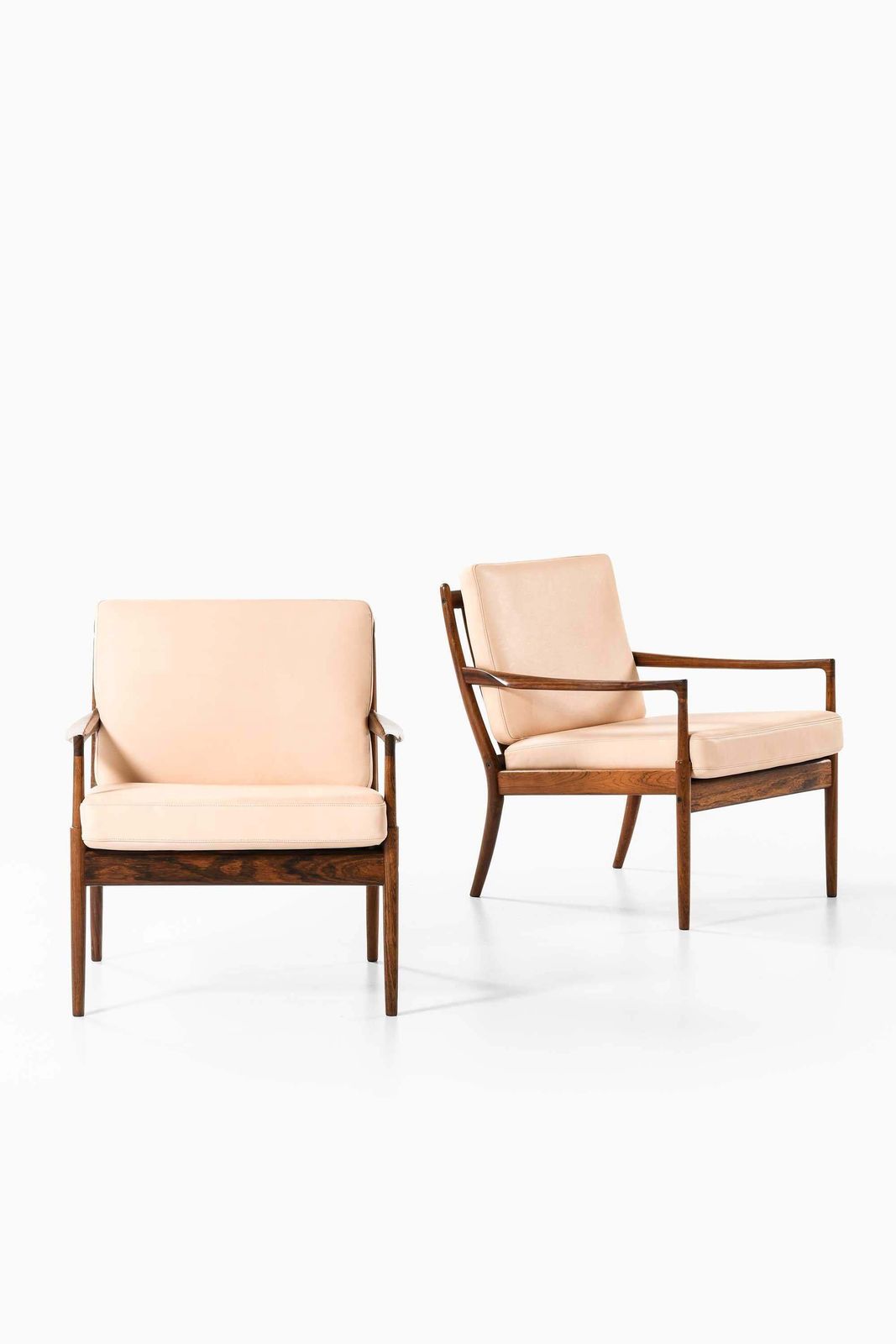 Pair Of Samsö Easy Chairs In Rosewood & Leather By Ib Kofod Larsen, 1950s photo furniture