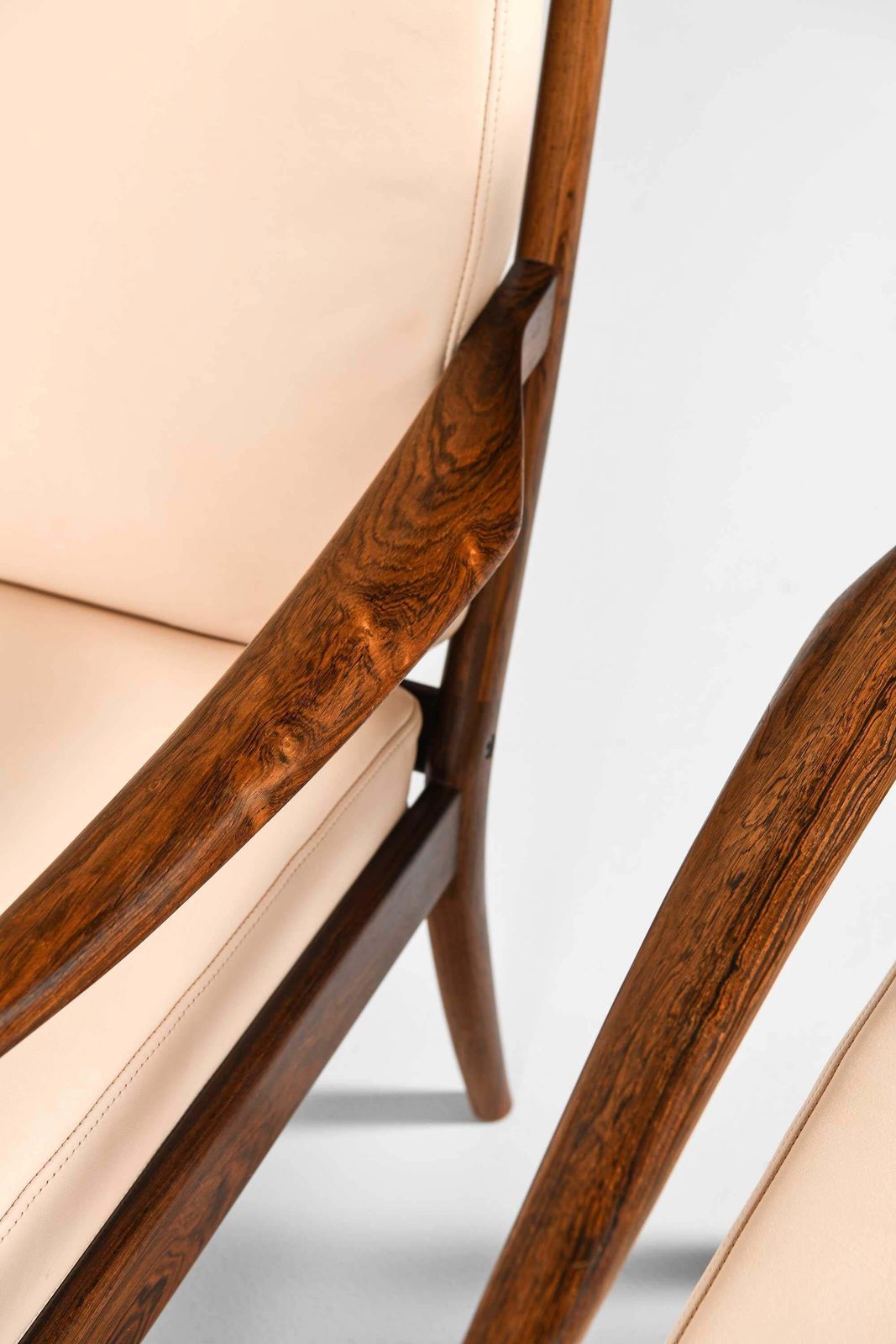 photo vinterior Pair Of Samsö Easy Chairs In Rosewood & Leather By Ib Kofod Larsen, 1950s