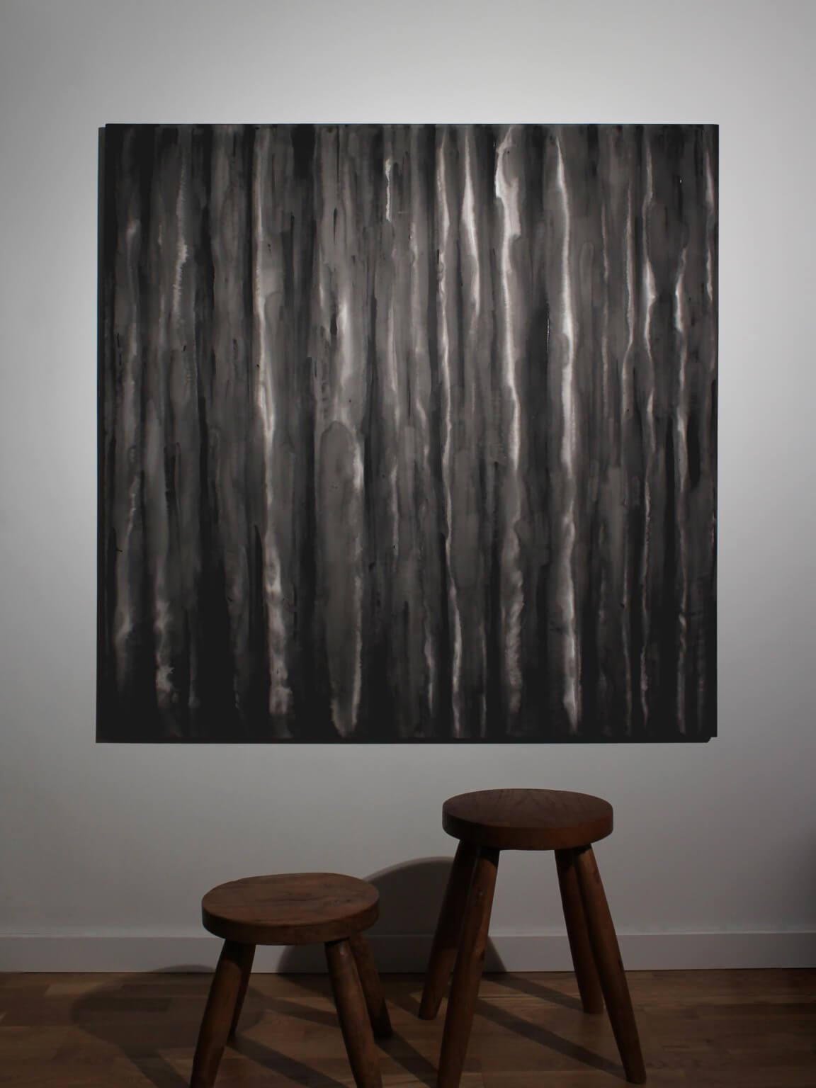 Vertical Organic Lines In Black And White By Karina Savonenko, 120x120cm, Latvia, 2026 photo furniture