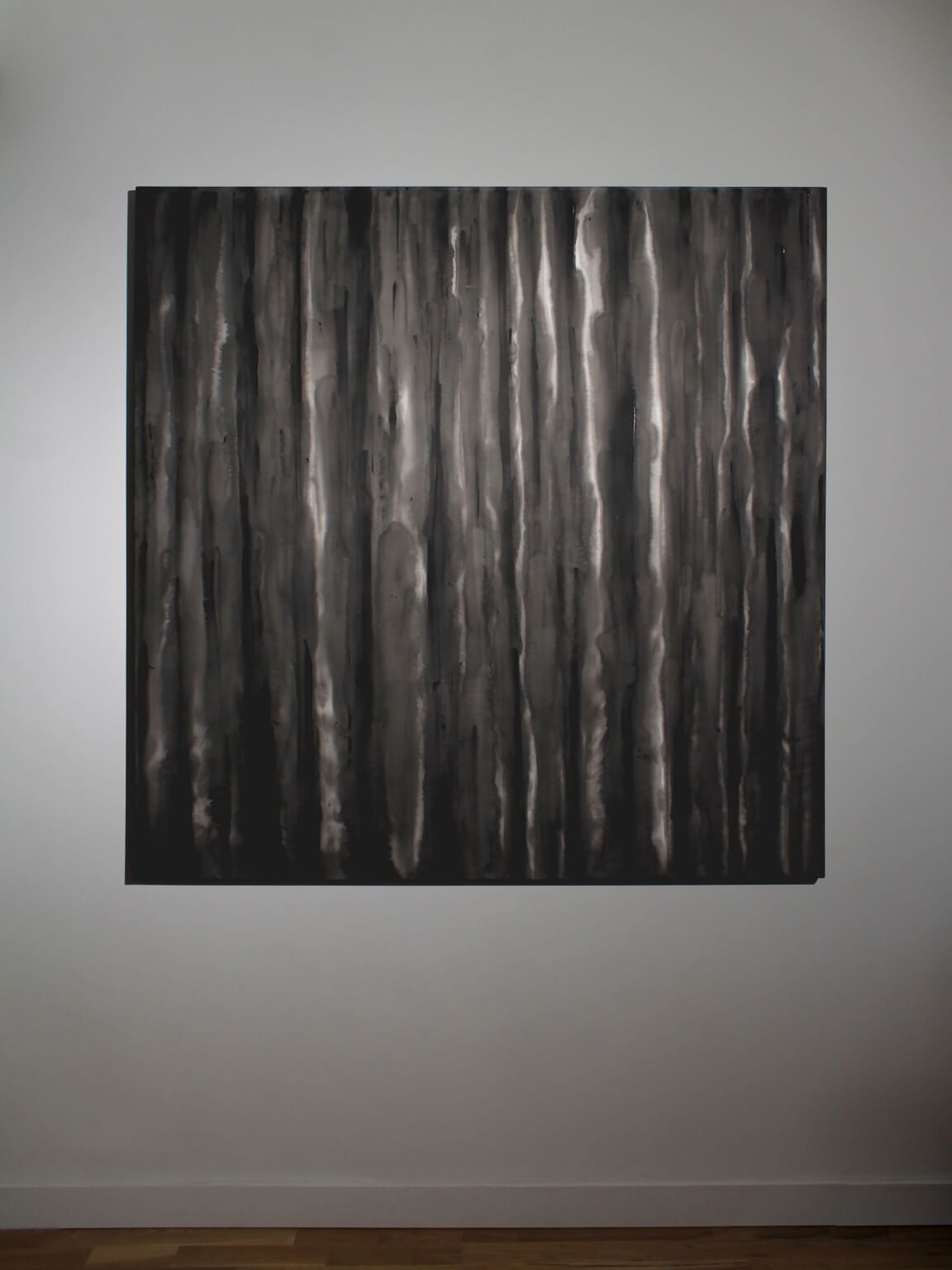 Vertical Organic Lines In Black And White By Karina Savonenko, 120x120cm, Latvia, 2026 photo vintage