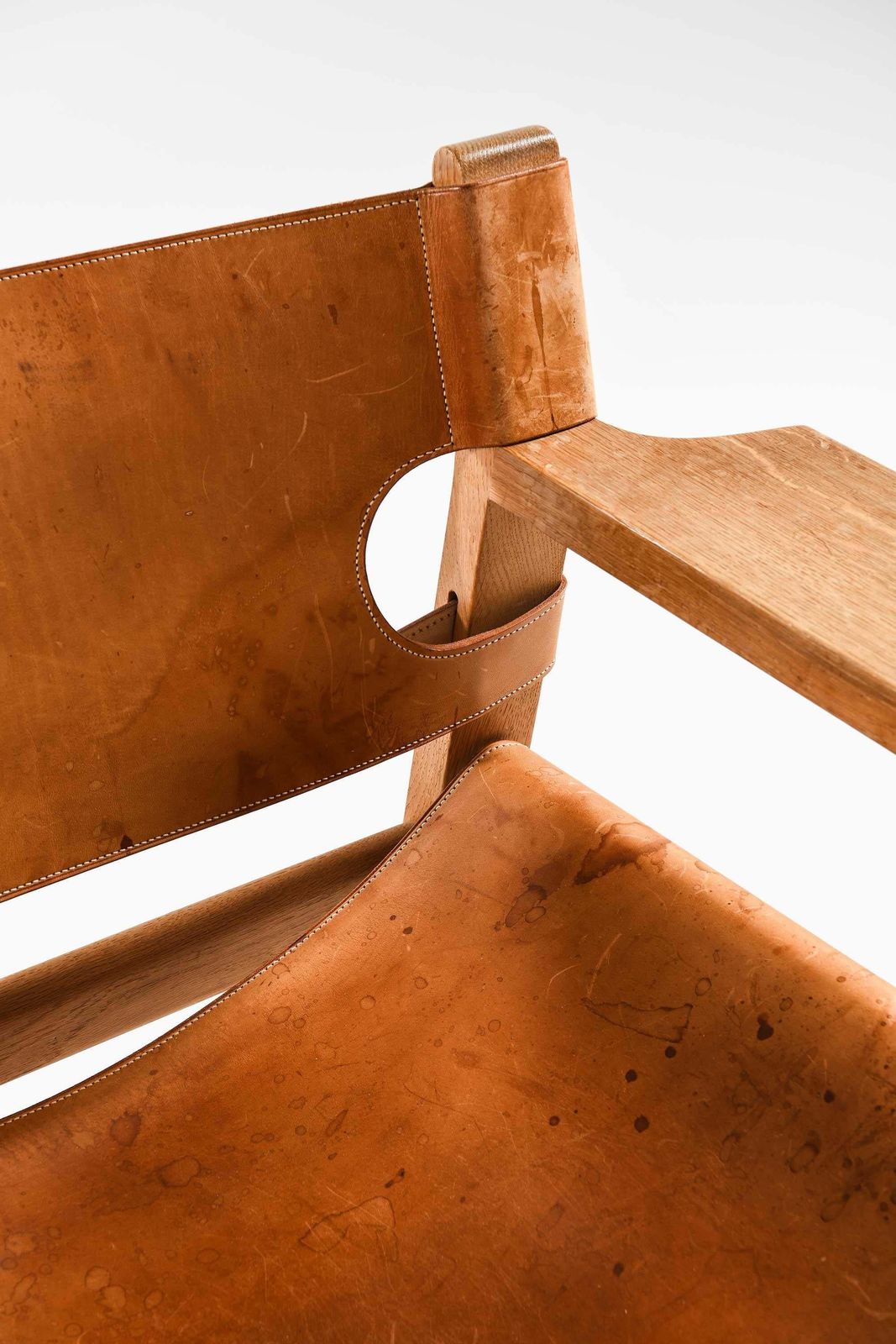Pair Of Spanish Chairs In Leather & Oak By Børge Mogensen, 1950s photo Furniture