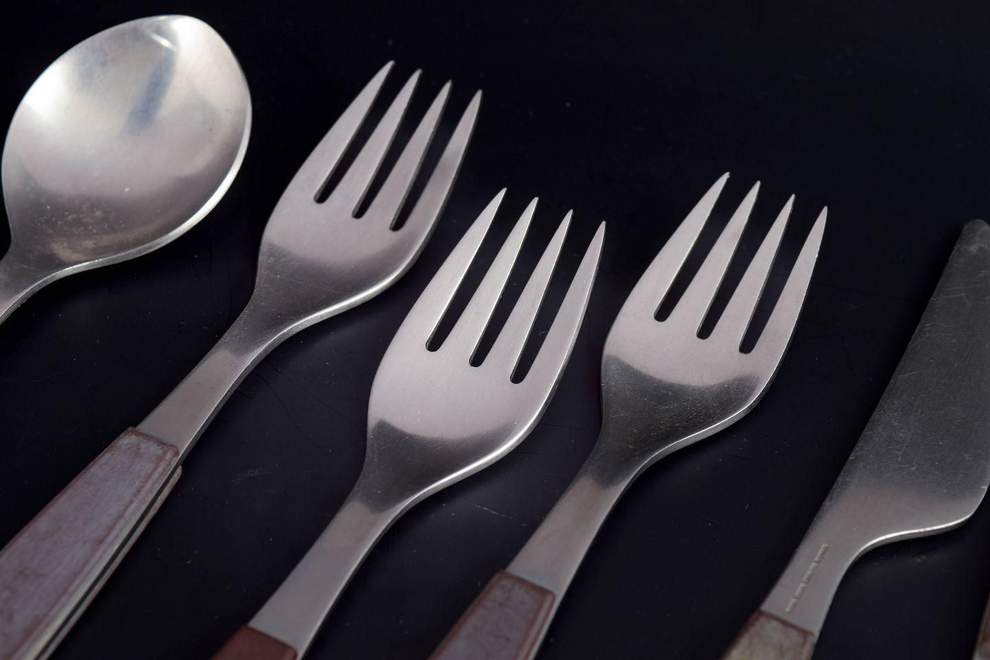 Couverts Henning Koppel pour Georg Jensen, Strata, pour 3 personnes, années 1970 photo for sale
