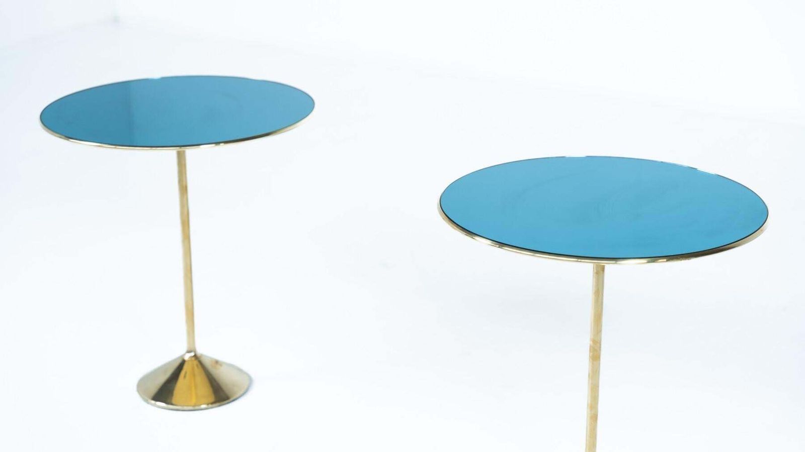 Pair Of Side Tables Mod. T2 By Osvaldo Borsani, Brass And Glass, Italy, 1950s photo 6976.0