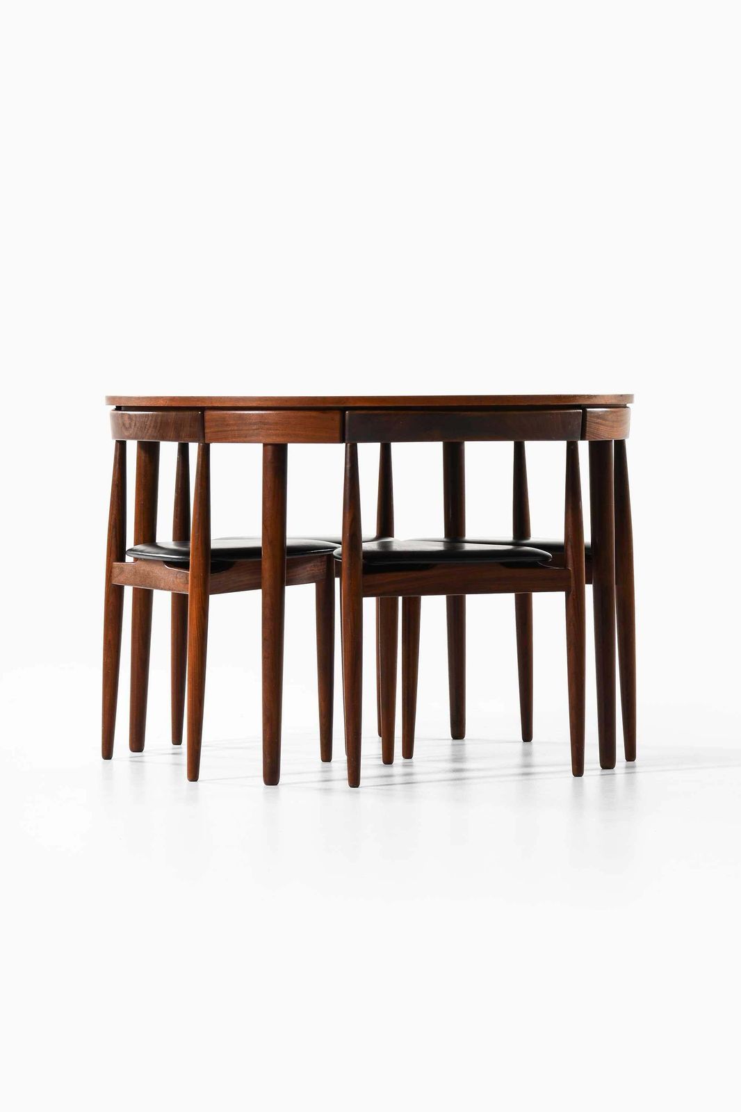 Hans Olsen Dining Set In Teak And Leather By Frem Røjle, 1960s photo for sale
