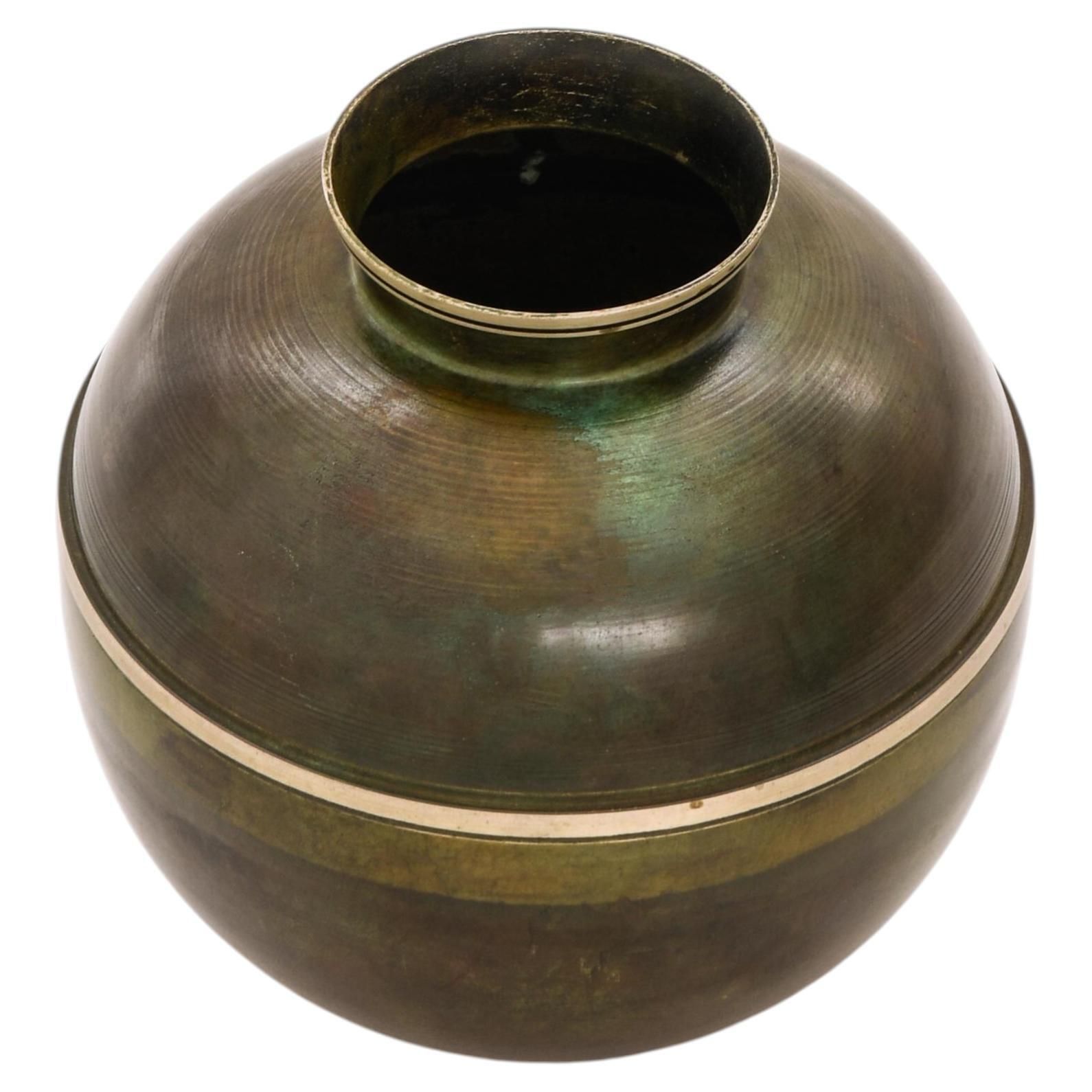 Art Deco Vase In Brass And Bronze By Birka Metall, 1930s