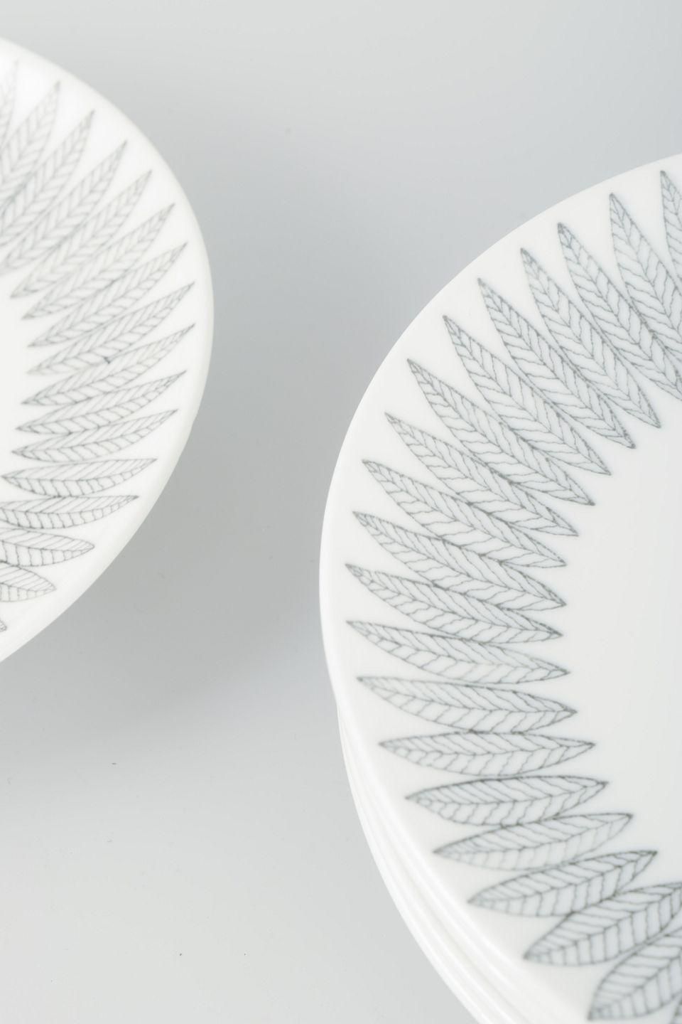 Six assiettes à gâteau Gustavsberg, motif « Salix » gris, par Stig Lindberg photo for sale