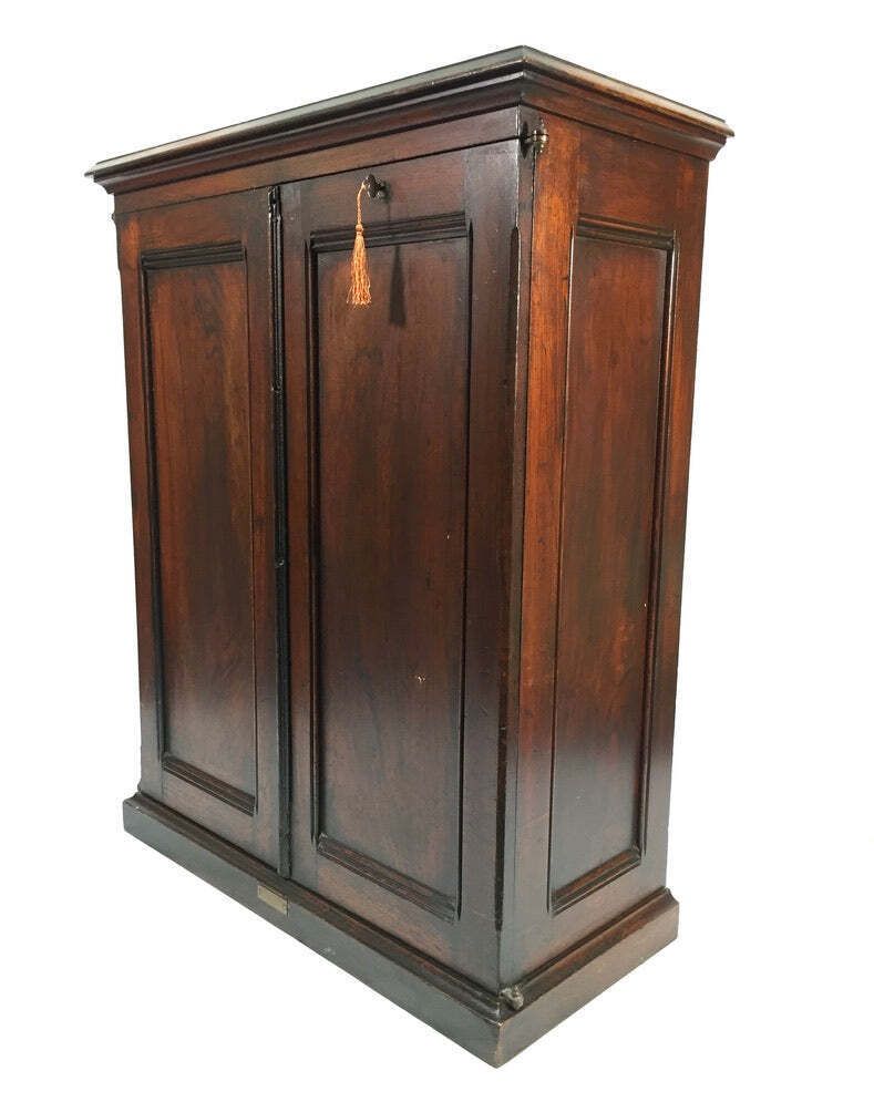Antique Wooden Amberg's Patent Filing Cabinet Letter File Storage Chest With Key photo for sale