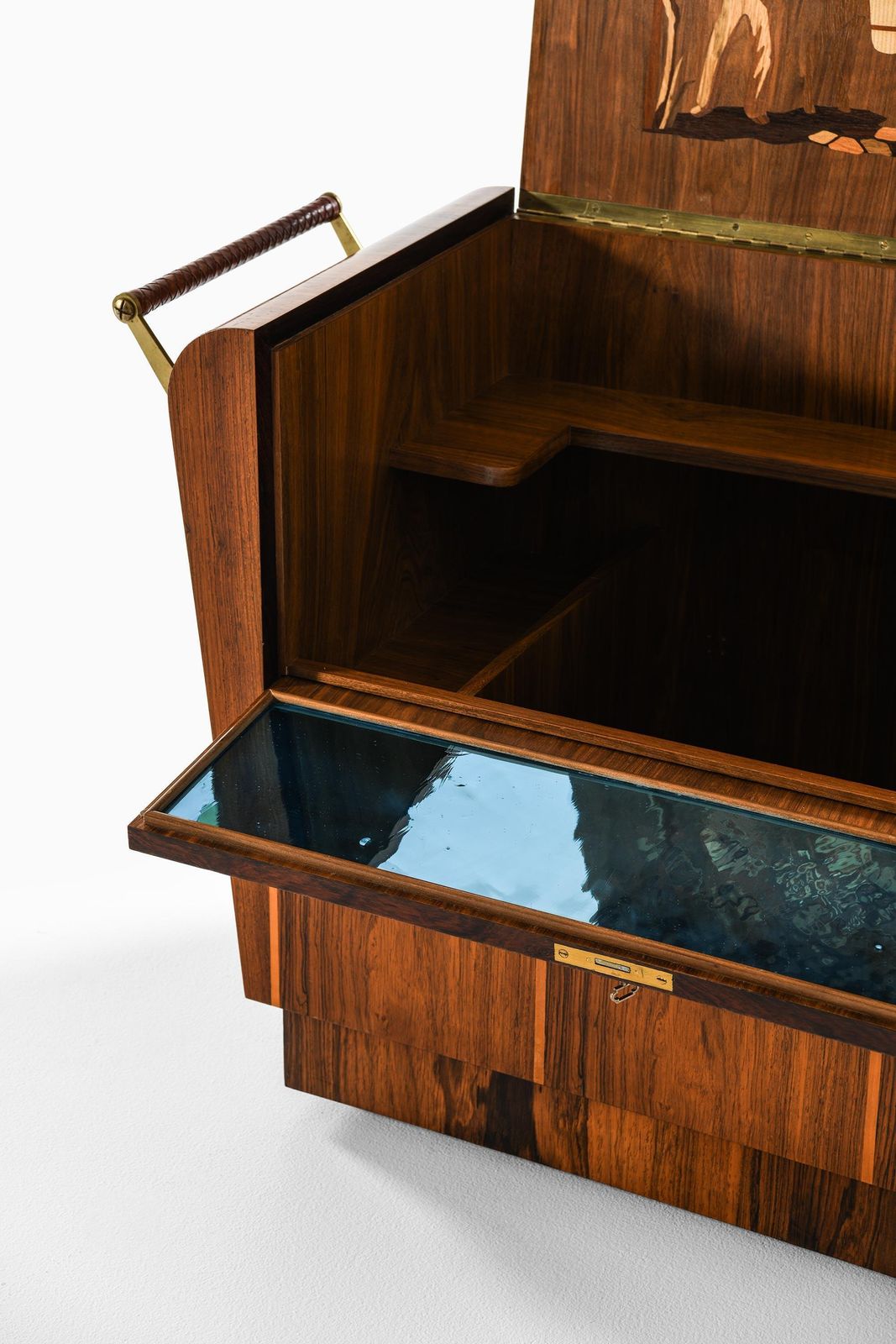 photo for sale Rare Bar Trolley In Brass And Rosewood By Erik Matsson, 1930s
