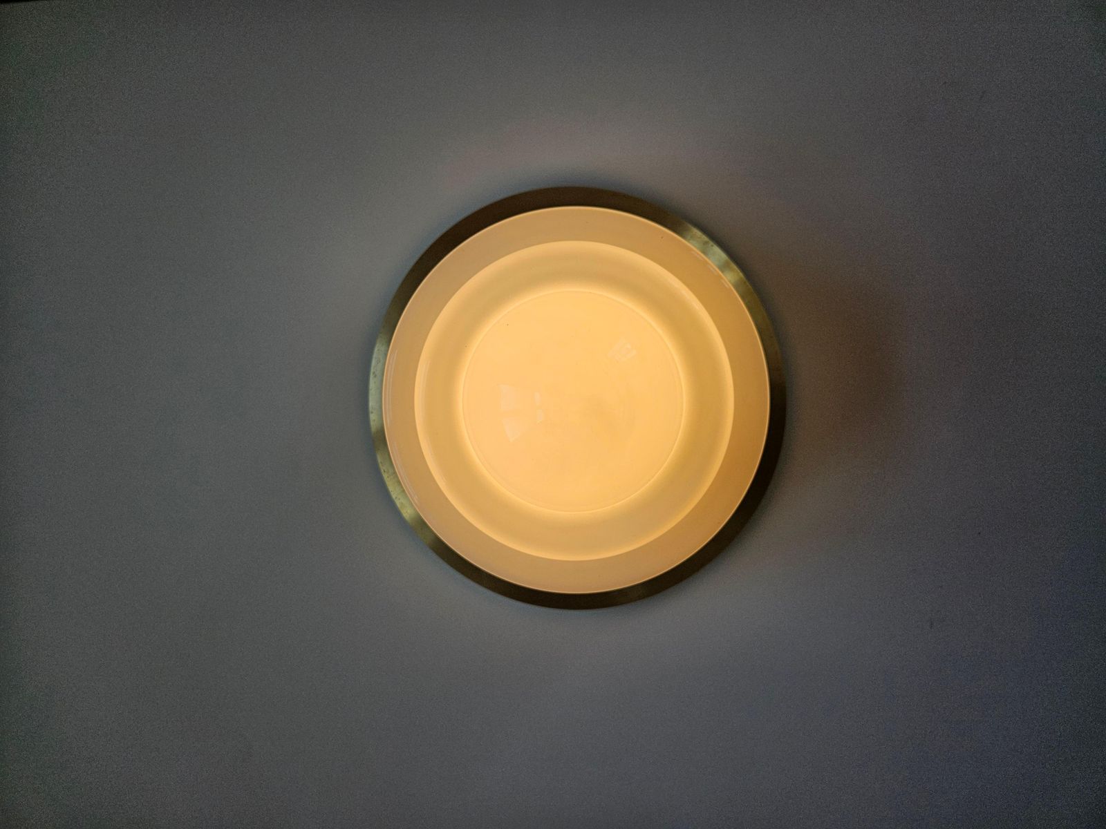 Art Deco Rare Brass And Milk Glass Flush Mount Franta Anyz, 1930s photo buy