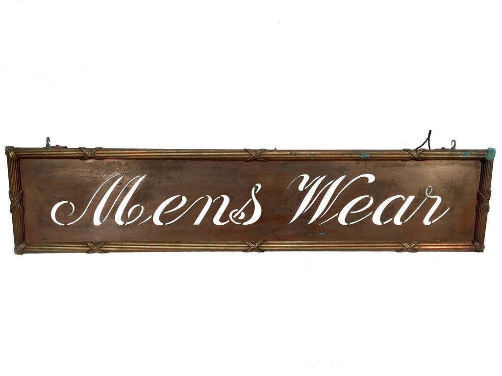 Antique Advertising   Art Deco Copper Lightbox Mens Wear Haberdashery Shop Sign photo Home Decor