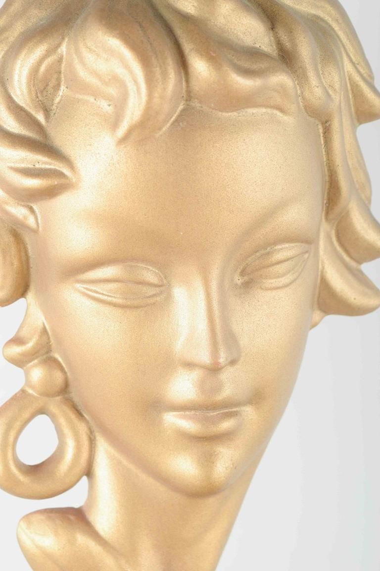 Italian Terracotta Wall Relief Depicting A Female Head, 1950s. photo furniture