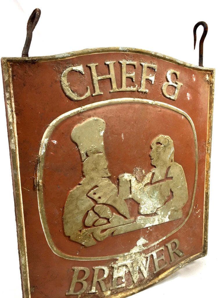 Antique Advertising   Hanging Double Sided Metal Brewery Pub Sign 20th Century photo Home Decor