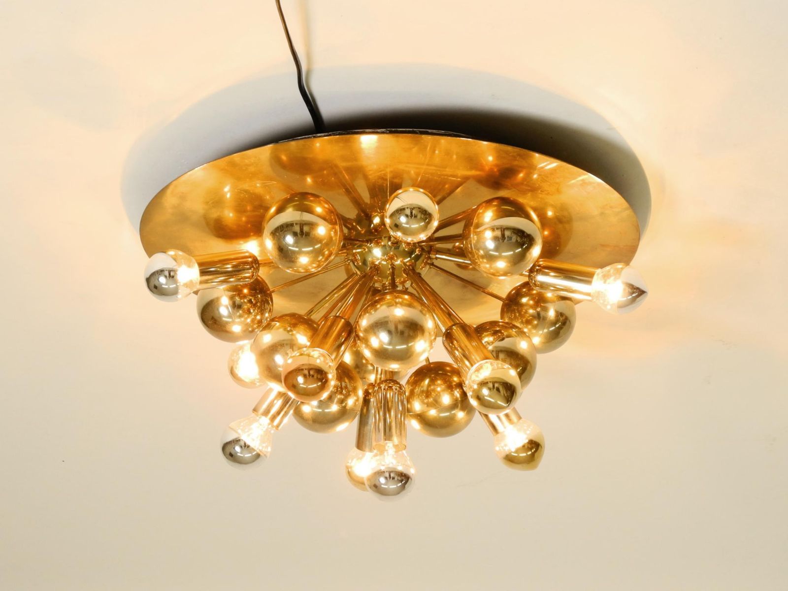 Original 1970s Large Cosack Sputnik Space Age Ceiling Lamp In Brass Color photo vinterior