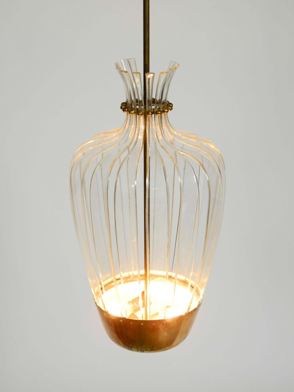 Mid Century Pendant Lamp By Vereinigte Werkstätten, In Brass And Plexiglass photo 2794.0