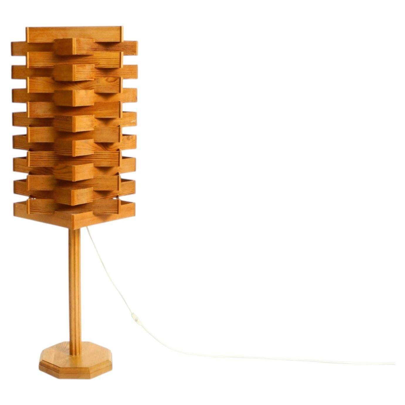 Large, Rare 1960s Pine Veneer Floor Or Table Lamp — Scandinavian Production