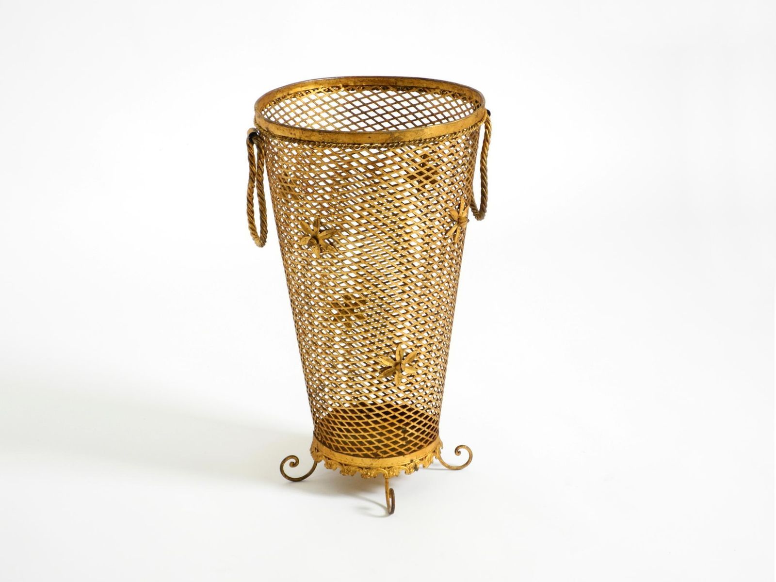 Porte-parapluies mid-century Regency en métal doré, Italie, années 1960 photo Décoration