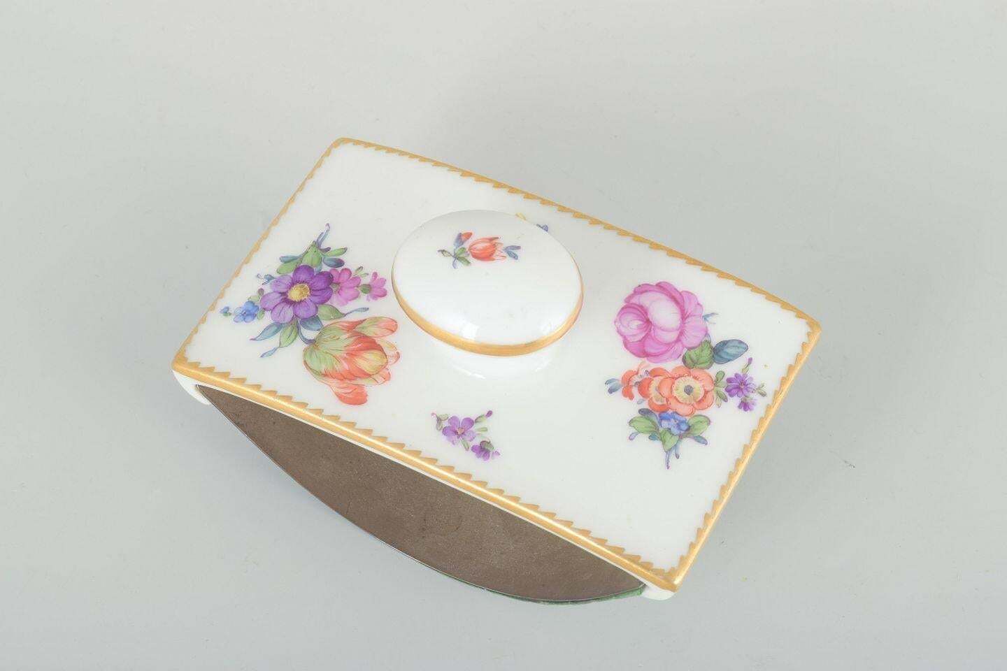 Royal Copenhagen Saxon Flower. Porcelain Ink Blotter With Floral Motif. Ca. 1900 photo furniture