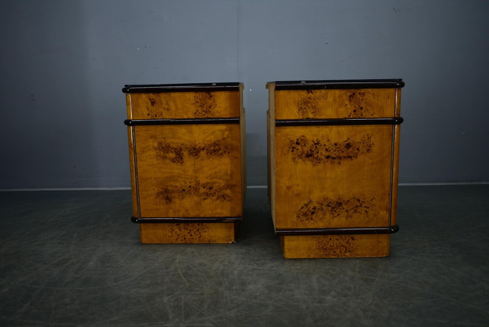 Furniture 1940s Set Of Bedside Tables By Jindrich Halabala, Czechoslovakia photo