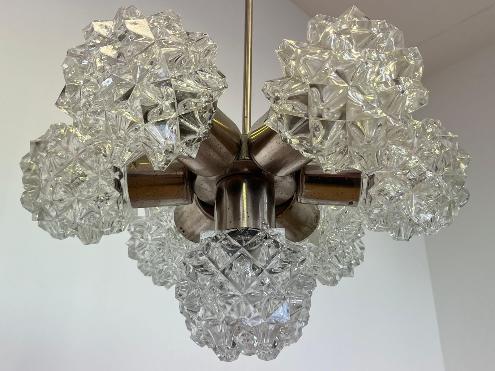 Design hanglamp van glas en chroom van Kamenicky Senov, Tsjecho-Slowakije, jaren 1970 photo buy