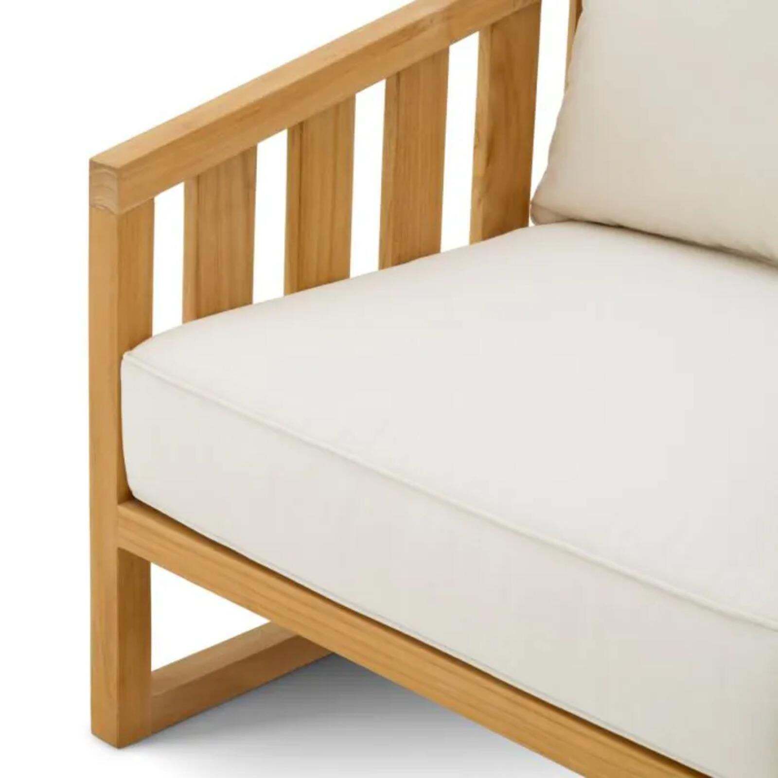 Pair Of Contemporary Natural Teak Outdoor Armchair With Canvas Cushions photo buy