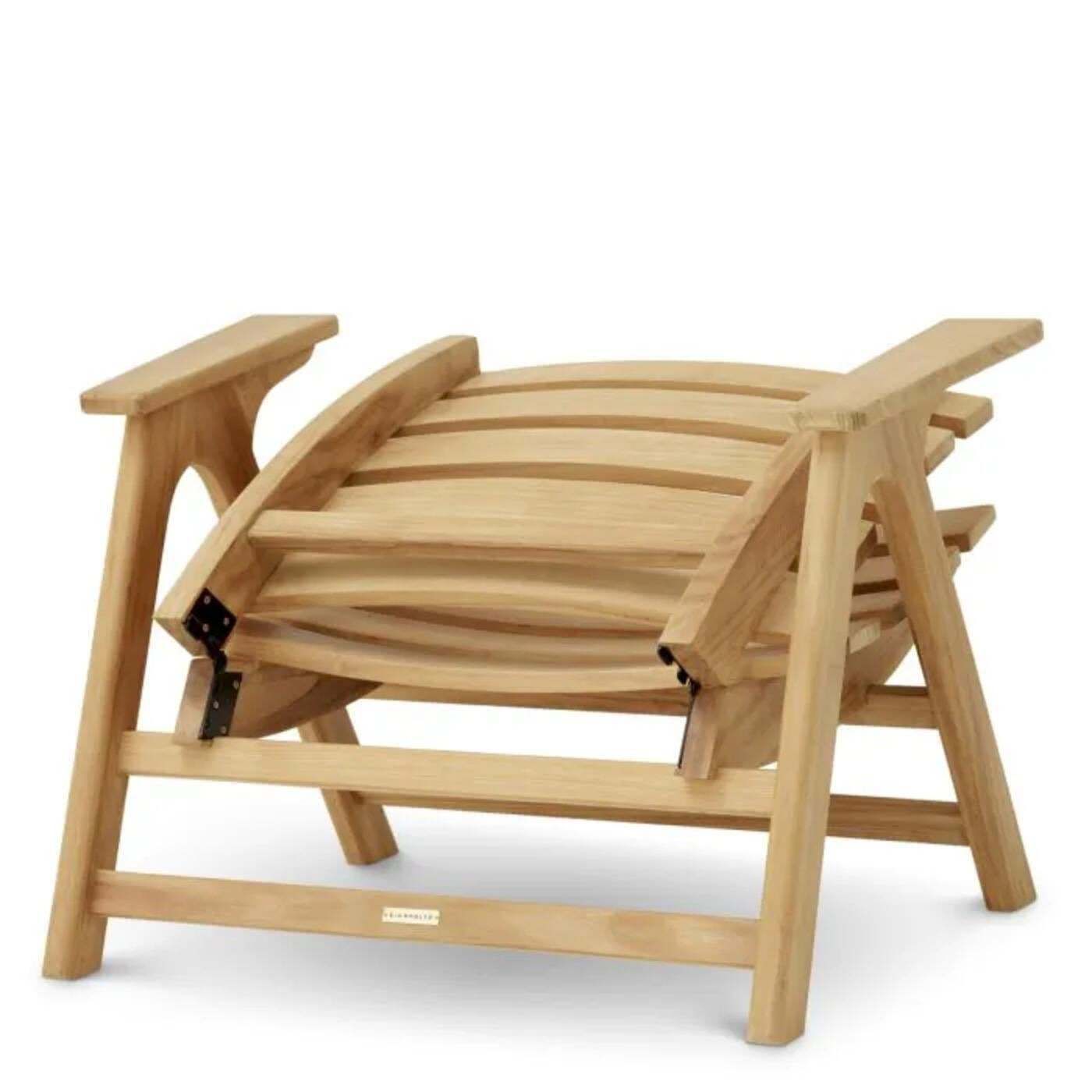 photo furniture Pair Of Contemporary Natural Teak Outdoor Armchair With Graphic Upholstery
