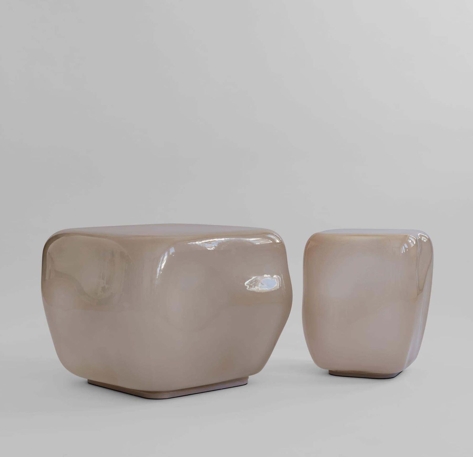 Mini Coffee Table In Smoked Desert Glass Contemporary Sculptural Design photo furniture