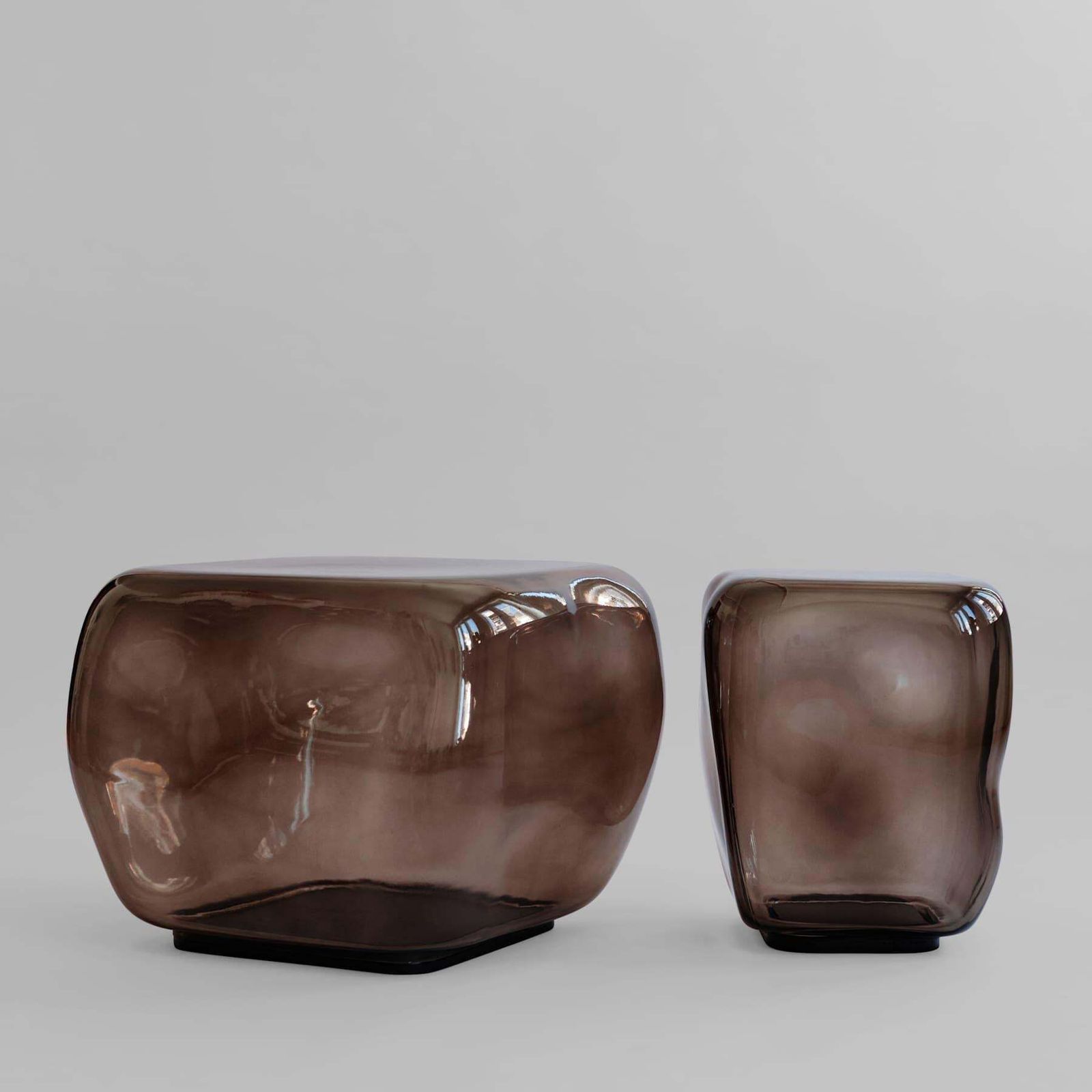 Medium Size Coffee Table In Smoked Forest Glass Contemporary Sculptural Design photo furniture