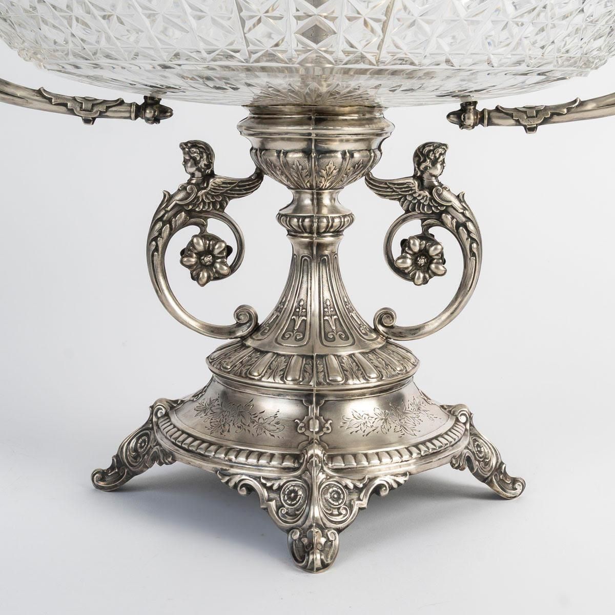 19th Century Silver Plated Bronze And Crystal Centerpiece, Napoleon III Period. photo buy