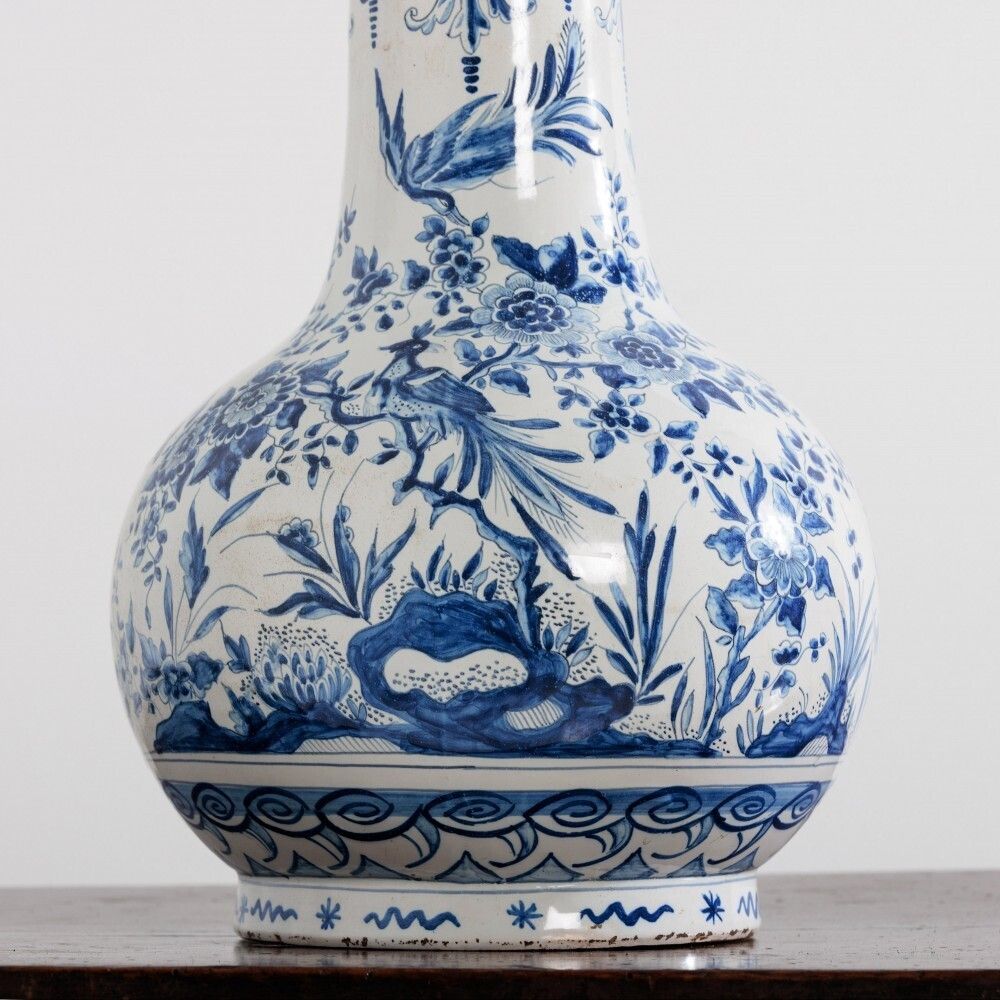 Huge Late 19th Century Delft Desvres Garlic Vase Lamp photo furniture
