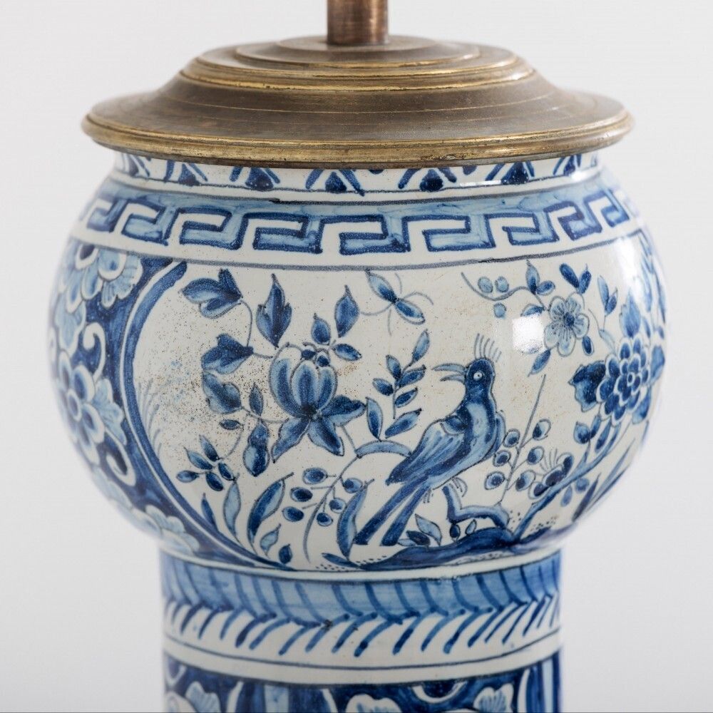 Huge Late 19th Century Delft Desvres Garlic Vase Lamp photo vinterior