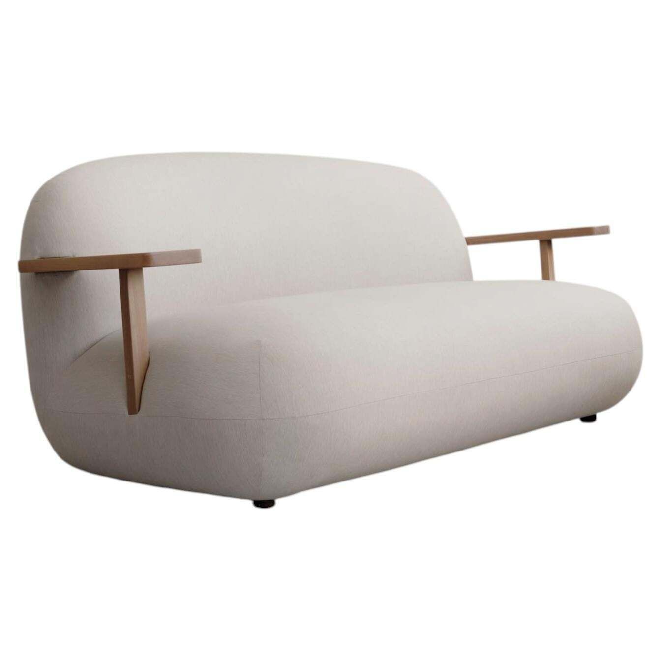 Toe Sofa In Warm Ash Teak And Outdoor Fabric Contemporary Sculptural Design
