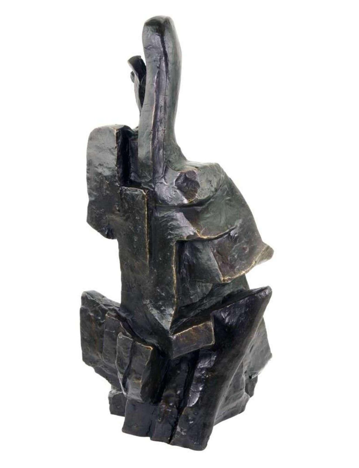Modern Cubist Dark Bronze Cello Player Sculpture photo 3930.0