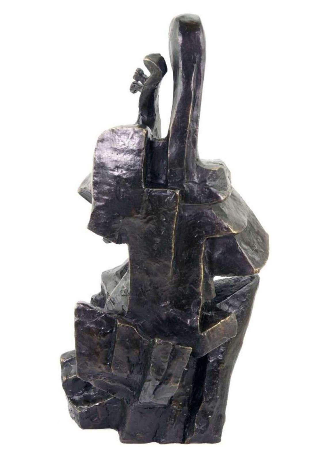 photo furniture Modern Cubist Dark Bronze Cello Player Sculpture