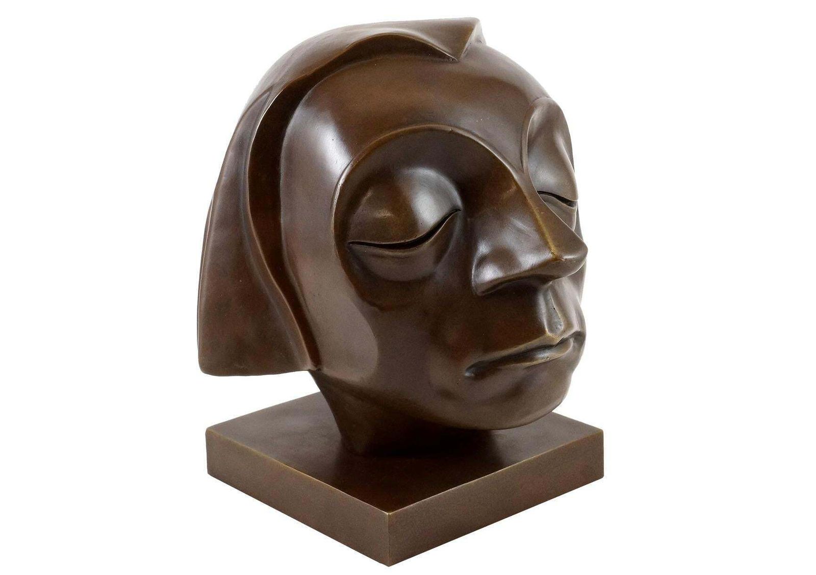 Sculpture Head In Bronze, Expressionist Style, 20th Century photo for sale