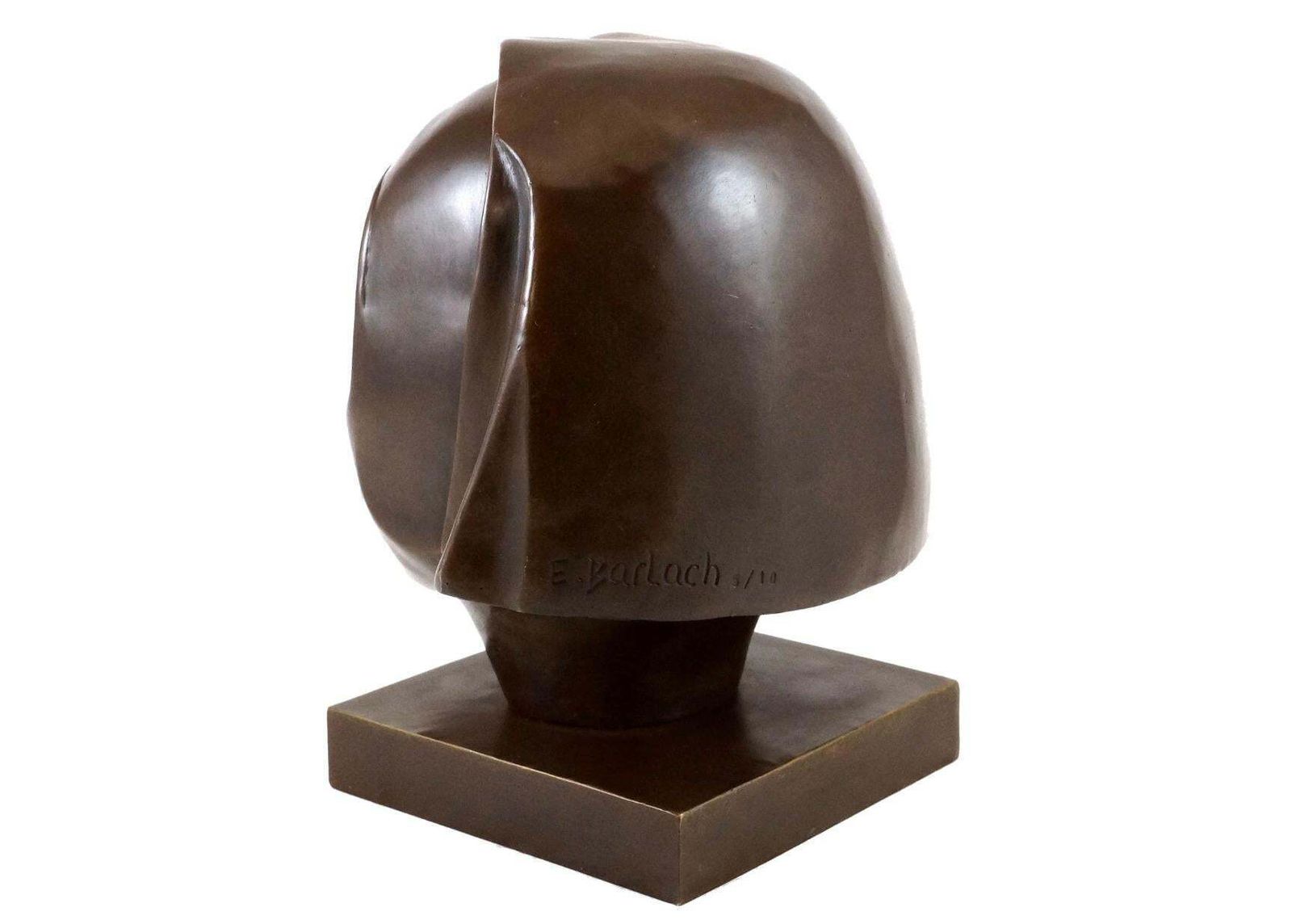 Sculpture Head In Bronze, Expressionist Style, 20th Century photo vintage