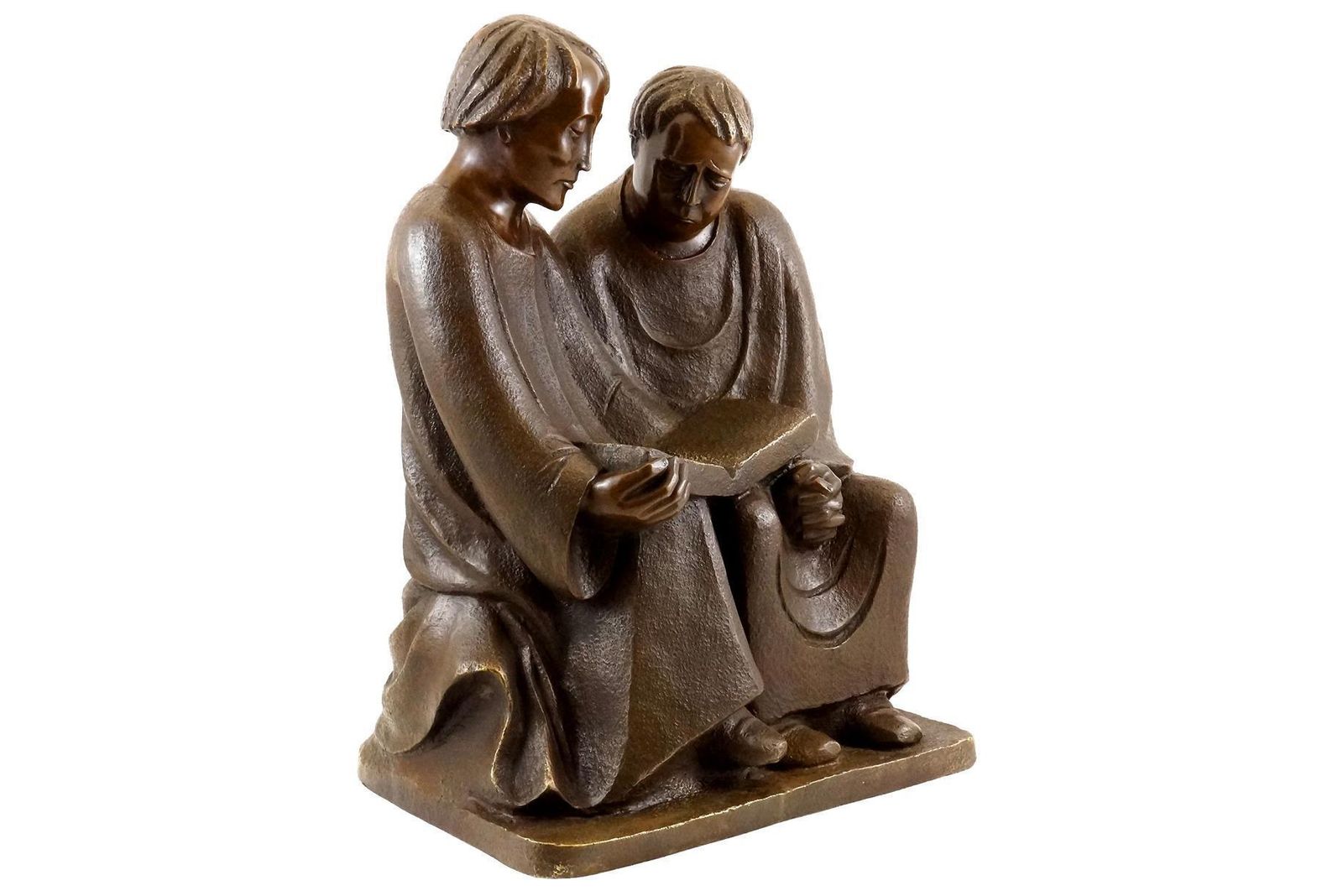 Reading Monks Sculpture In Bronze, 20th Century, Art Deco photo Art