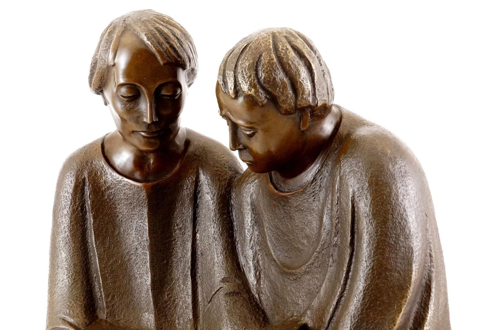 Reading Monks Sculpture In Bronze, 20th Century, Art Deco photo vinterior