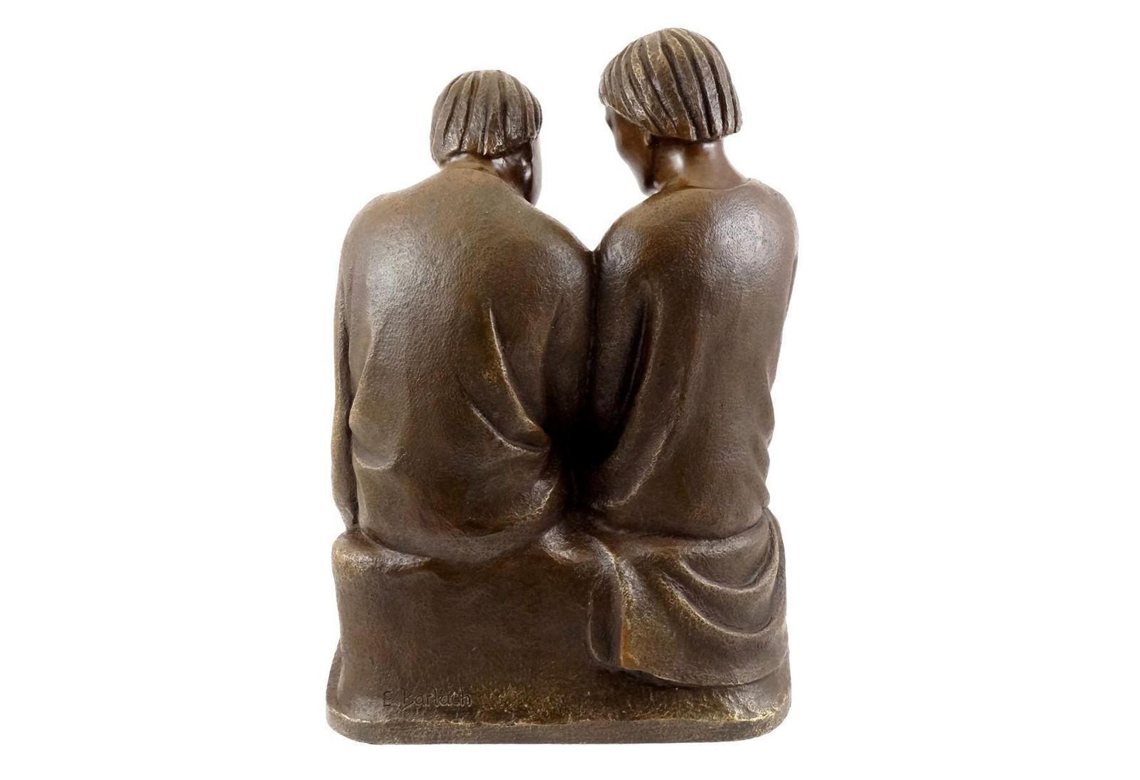 Reading Monks Sculpture In Bronze, 20th Century, Art Deco photo vintage