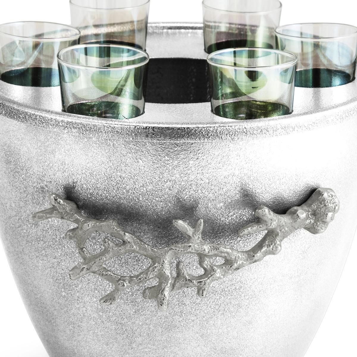 Pair Of Modern Silver Metal Vodka Service Ice Bucket photo furniture