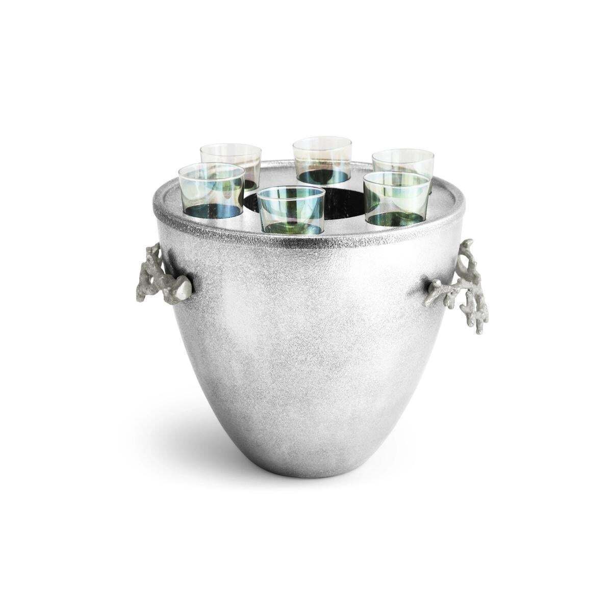 Pair Of Modern Silver Metal Vodka Service Ice Bucket photo 1528.0