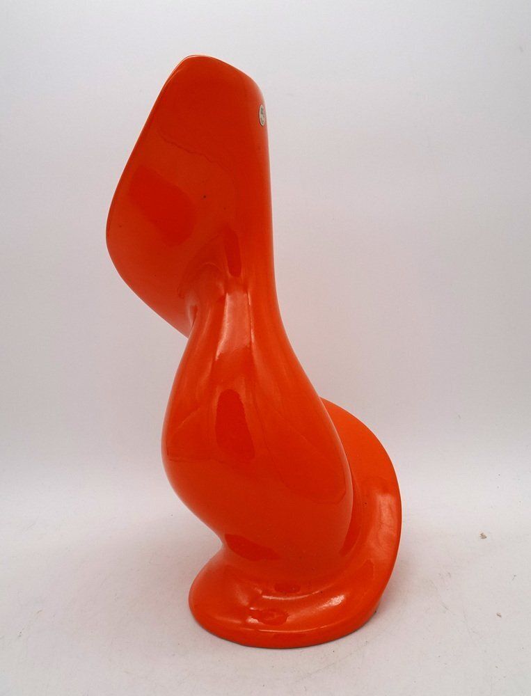 photo for sale Space Age Orange Swirl Sc3 Ceramic Vase, Italy, 1970s