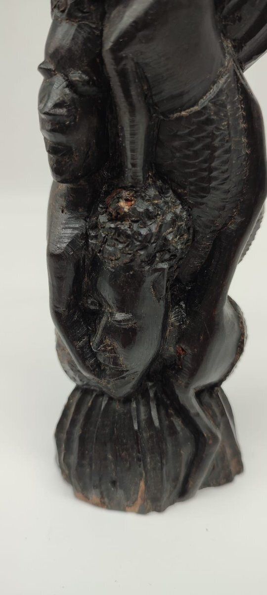 photo for sale Modernist Hand Carved Ujamaa Sculpture In Ebony Makonde, 20th Century