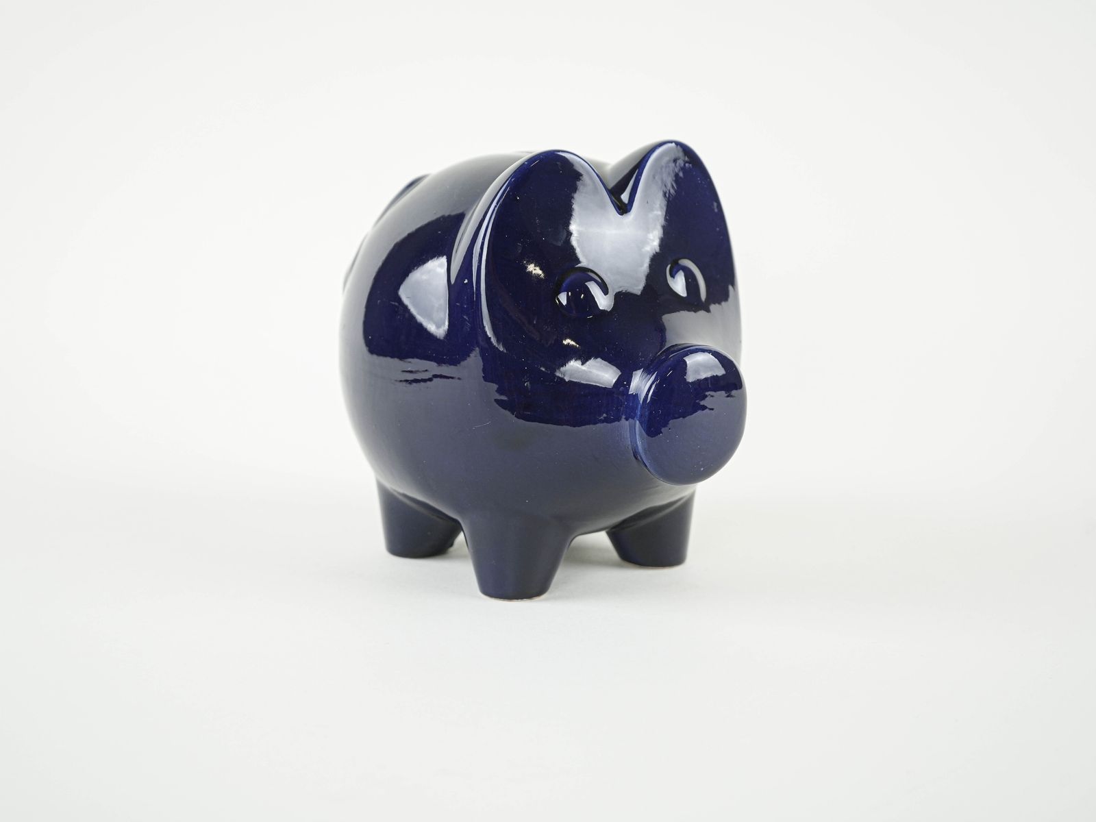 Tirelire cochon bleu marine, design allemand, années 1970, fabriquée en Allemagne de l'Ouest photo furniture
